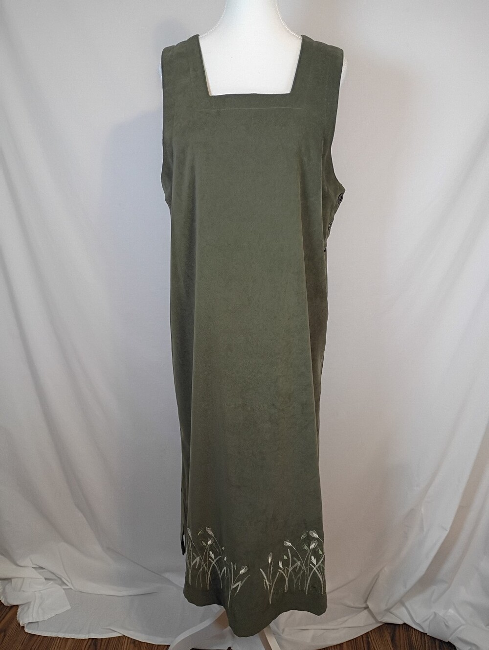 Decorated Originals Maxi Dress Womens Size XL Sleeveless Green Velvet touch